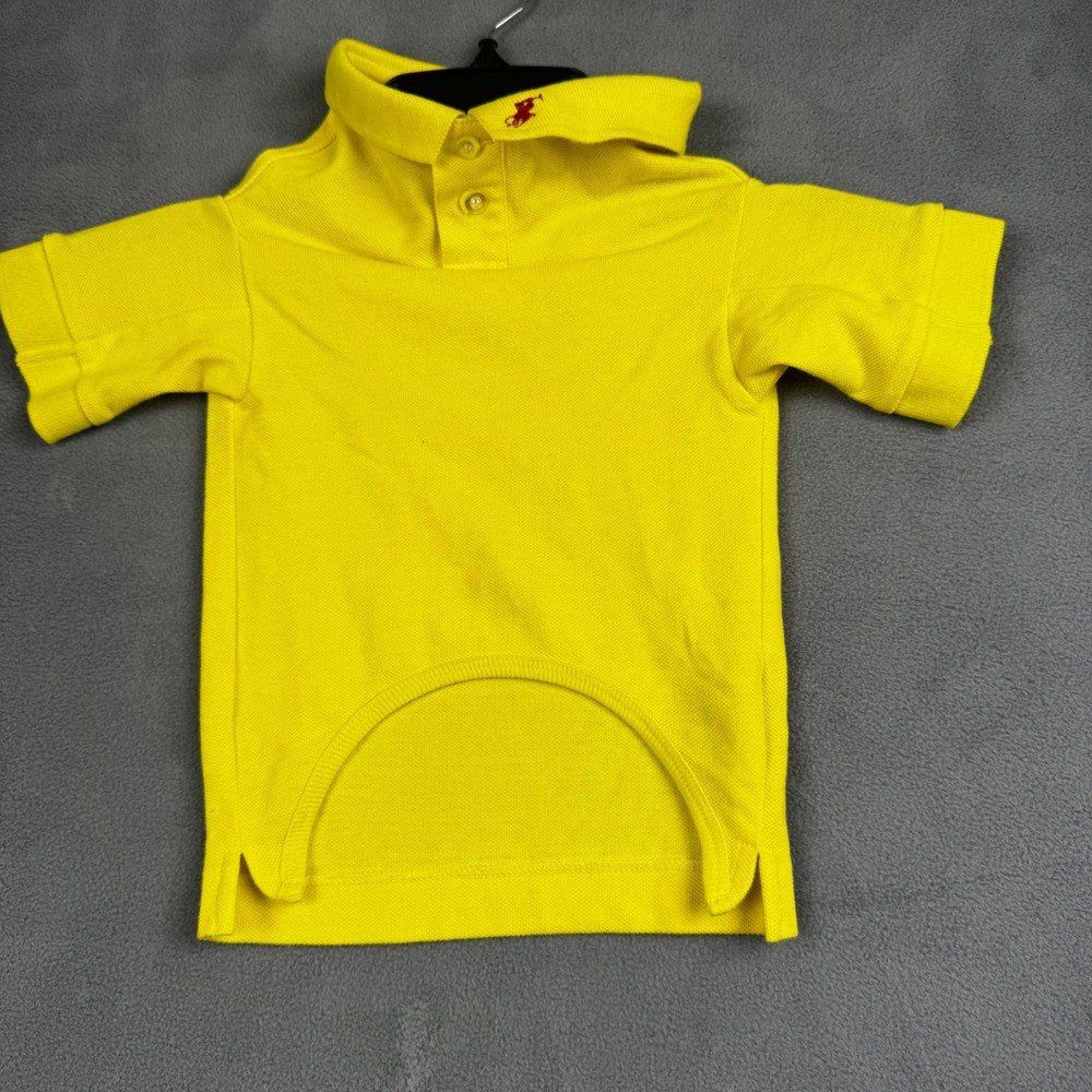 Ralph Lauren Pet Dog Polo Shirt Yellow Cotton Pique Red Pony Logo Size Medium
